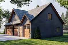 a two car garage is shown in this rendering