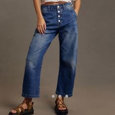 Wardrobe List, Distressed Overalls, Drawstring Jeans, Fitted Jeans, Barrel Jeans, Cropped Denim Pants, Elastic Waist Jeans, High Rise Bootcut Jeans, Anthropologie Jeans