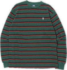 Polo Pique Stripe Tee L/S Sporty Ralph Lauren Tops For Streetwear, Sporty Ralph Lauren Tops For Fall, Ralph Lauren Sporty Tops For Fall, Ralph Lauren Long Sleeve Streetwear Tops, Ralph Lauren Casual Streetwear Top, Casual Ralph Lauren Tops For Streetwear, Ralph Lauren Green Long Sleeve Tops, Green Ralph Lauren Cotton Top, Casual Green Ralph Lauren Top