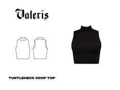 the turtle neck crop top is shown in black and white, with an inscription on it