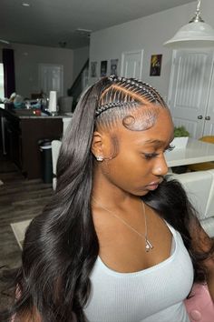 22 Protective Hairstyles For Thin Hair: Guard and Glamour Combined Half Cornrow Half Straight Hair, Half Up Half Down Braid Quick Weave, Half Braid Half Weave, Half Braids Half Sew In Weave Straight, Half Quick Weave Half Braids, Half Up Half Down Hair Black Women Braid, Braids With Quick Weave In The Back, Braids In The Front Weave In The Back