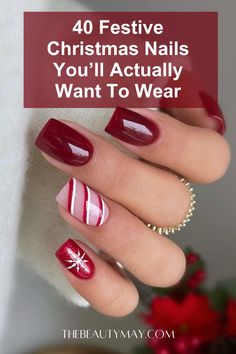 christmas nails Sns Xmas Nails, Party Season Nails, Diy Christmas Gel Nails, Easy Xmas Nail Art, Red Christmas Nails Acrylic Short Simple, Christmas Nail Ideas Dip Powder French Manicure, Christmas Nail Polish Designs, Classic Christmas Nails Simple, Holiday French Nails Christmas