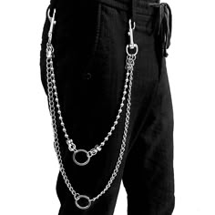 Meterial: metal color:SILVER height: 58cm Chains Pants Men, Male Punk Outfits, Mah Core, Edgy Silver Chain Belt, Silver Punk Chain Belt, Belt Chains, Goth Chain Belt, Gothic Metal Chain Belt, Alt Fits