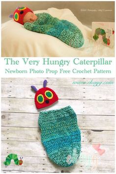 the very hungry caterpillar newborn photo prop crochet pattern is easy to make