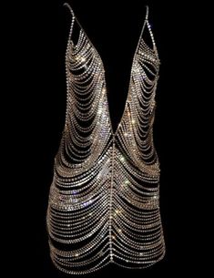 Shiny Rhinestone Dress, Women Diamond Tassel Body Chain, Full Rhinestone Dress | eBay Crystal Bra, Crystal Dress, Chain Dress, Body Outfit, Nightclub Party, Rhinestone Dress, Body Chain Jewelry, Women Diamond, Dress Jewelry