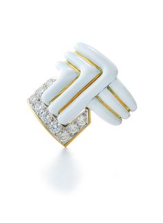 Stella Stripe Ring-Ring-David Webb Workshop-GS425-David Webb Modern Jewellery Design, David Webb, Light Weight Jewelry, Versatile Jewelry, White Bracelets, Jewelry Online Shopping, Enamel Jewelry, White Enamel, White Ring