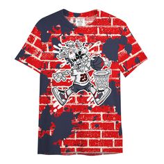 Brand Dunkare Low OG Howard University 1s Shirt - 85s Dunks Graphic Halloween All Over Print Unisex Shirt Red Shirt With Graphic Print For Halloween, Red Graphic Print Shirt For Halloween, Halloween Graffiti Print Crew Neck Top, Halloween Graphic Print Fan Apparel Tops, Cartoon Print Tops For Streetwear Fan Apparel, Fan Merchandise Cotton Shirt With All Over Print, Cotton Shirt With All Over Print For Fans, Halloween Graffiti Print Crew Neck T-shirt, Cotton Sublimation Design Shirt For Fan Merchandise