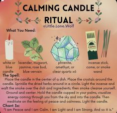 Witchcraft Candle Magic, Candle Magick Spells, Candle Rituals, Herb Magic, Rituals Witchcraft, Calming Rituals, Witchcraft Rituals, Candle Ritual, Candle Magic Spells