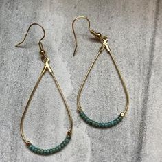 Picasso turquoise beaded hoop earrings | Etsy Earrings Diy, Beaded Hoop Earrings, Beaded Hoops, Louisville Ky, Circle Shape, Earrings Etsy, Turquoise Gemstone, Turquoise Beads, Leaf Earrings