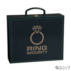 a black briefcase with a ring security logo on it