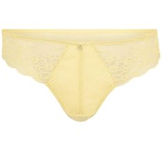 With a romantic vibe, this panty's delicate lace and soft fabric make it a must-have for your lingerie collection. Feminine Lace Trim Brief Bottoms, Sheer Lace Brief Bottoms, Feminine Delicate Lace Brief Bottoms, Elegant String Bottoms With Contrast Lace, Elegant Bottoms With Contrast Lace, Feminine Lace Brief Bottoms, Feminine Lace Stretch Bottoms, Lace Brief Bottoms With Contrast Lace, Banana Yellow