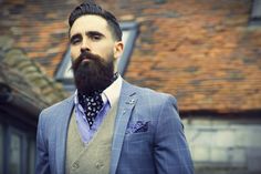 Old School Style, Silk Pocket Square, Beard Styles, Tie And Pocket Square, Men's Grooming