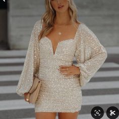 -Very Cute And Flattering -Never Worn -Not Sold Anymore Cute Formal Dresses, Cute Homecoming Dresses, Party Pattern, 파티 드레스, Cream Base, Pencil Skirt Dress, Sequin Bodycon Dress, Looks Party, Mini Robes