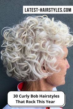 Curly Bob Gray Hair, Gray Curly Hair Natural Curls Short, Curly Stacked Bob Hairstyles, Haircuts For Curly Hair Natural Curls Short Layers, Short Curly Layered Haircuts, White Curly Hairstyles, Short Grey Curly Hair, Short Curly Hair Bob Natural Curls, 2024 Curly Hair Trends