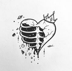 a drawing of a heart shaped sandwich with a crown on top