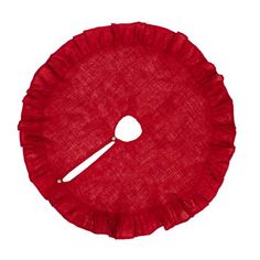 a red clock with ruffled edges on a white background