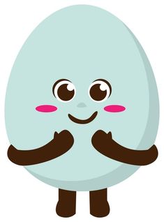 an egg with eyes and hands on its chest