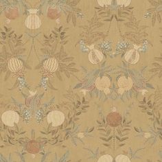 an image of a wallpaper with flowers and leaves on the back ground, beige background