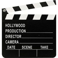 a black and white movie clapper with the hollywood production director's name on it