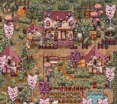 Aesthetic Stardew Valley Farm Names, Stardew Valley Cottagecore Farm, Standard Farm Stardew Valley Layout, Stardew Valley Fairycore, Stardew Valley Farm Layout Modded, Stardew Farm Design, Stardew Standard Farm Layout, Aesthetic Stardew Valley Farms