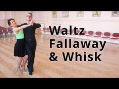 two people are dancing in a ballroom with the words waltz, fallaway and whisk