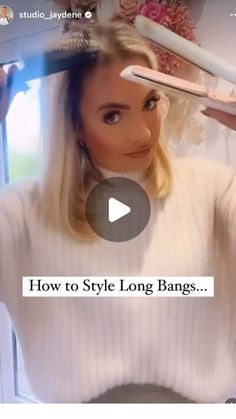 Jaydene palser on Instagram: "Styling Tips 🙌 Follow for more.....
.
‼️A Whole Year Since this Video went viral! I may have been called “over filtered” and “a melted 🕯️ Candle” but you can’t deny it’s a Great Hair HACk and Iv never used a FILTER since😂😂😂😂
.
.
.
#bangs #hairbangs #hairhacks #hairstyles #stylinghair #hairtips #hairtutorial #trending #haireducation #hairstyling #styling" Styling Long Bangs, Style Long Bangs, Styling Bangs, Bangs Ideas, Hair Tricks, Beautiful Braided Hair, Curl Hair