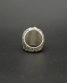 This unique ring combines a hand-carved buffalo horn Barong set in a sterling silver setting that is fully crafted in Bali. With its interesting and intricate design, this ring symbolizes the power of the king of spirits. This item will ship directly from Bali via DHL delivery. Please allow up to 15 business days to arrive. Brutalist Open Ring With Oxidized Finish, Brutalist Oxidized Open Ring Jewelry, Unique Carved Ring Jewelry, Unique Polished Finish Signet Ring, Carved Ring Jewelry For Anniversary, Unique Polished Signet Ring, Unique Polished Open Signet Ring, Unique Open Signet Ring With Polished Finish, Ceremonial Sterling Silver Rings With Polished Finish