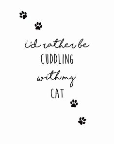 a black and white photo with the words i'd rather cuddling with my cat