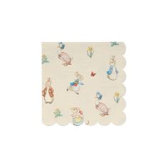 napkin with peter rabbit and friends on it