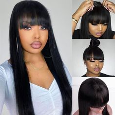 PRICES MAY VARY. 💕[High Quality of Lace front Wig ]100% Human Hair Wigs with Bangs,Unprocessed Brazilian Virgin Hair, soft&smooth, silk,healthy hair end,thick,no shedding&no tangle,no strange smell.It can be curled,blenched,dyed,permed or restyled according to your need. 💕[Advantage of Bang Wig Human Hair]There is a 5x5 transparent lace front on the top of head.Compared to no lace front wigs with bangs,our wig can show your own scalp color,looks more natural and real.The length of bangs is sli Lace Wig Lisa, Crochet Straight Hair With Bangs, Temporary Bangs Long Hair, Headbang Wigs, Trim Bangs, Human Hair Wigs With Bangs, Glueless Wig, 100 Human Hair Wigs, Straight Lace Front Wigs