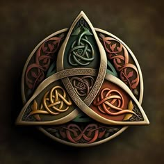 an image of a celtic symbol with many colors and patterns on it's surface