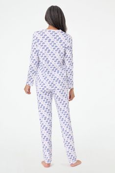 Make bedtime fun and cozy with our jersey pajama set that includes a long-sleeve top with a placket at the neckline and matching relaxed-fit pants. Featuring our soft and breathable cotton fabric with the original charming Moby print. 4 Snaps Elastic Waistband Super-Smooth Flatlock Seams Materials and Care 100% Premium Cotton Machine Wash Cold, With Like Colors Do Not Bleach, Tumble Dry Low (Line Dry Recommended) Imported Prewashed Measurement Information Model Wears Size Small Size S Top Length Roller Rabbit, Sleepwear & Loungewear, Fit Pants, Classic Pattern, Workout Pants, Pajama Set, Long Sleeve Tops, Sleeve Top, Pajamas