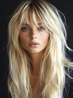 Womens Fringe Hairstyles, Bangs For A Long Face, Blond Balayage With Bangs, Long Hair With Bangs 2024, Long Blonde Hair With Layers And Bangs, Long Wavy Hair Bangs, Curly Hair With Wispy Bangs, Layered Long Haircuts, Blond Hair Bangs