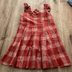 This Is The Cutest Dress Ever. Sezane, Size 38uk, Pleated Plaid Rust Colored, Lined, And Adjustable In The Back By The Tie-Back Bow. Excellent Condition. Rust Color, Tie Backs, Pleated Dress, Cute Dresses, Plaid, Mini Dress, Womens Dresses, Red, Women Shopping