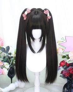 Search ID "LA15812" on lolitain.com💌 
Include: Wig*1🎀
Style Types: Sweet Lolita
Materials: High-Temperature Fiber
Feature: Black and brown double ponytail wig, sweet and versatile. Hairstyle Wigs, Hair Accessories Aesthetic, Long Ponytail, Anime Twin Tails Hair, Kawaii Wigs Black, Harajuku Wigs, Long Scene Hair, Long Brown Cosplay Wig, Cosplay Wigs & Hair Extensions