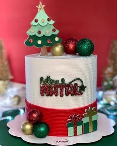 a decorated christmas cake on a table