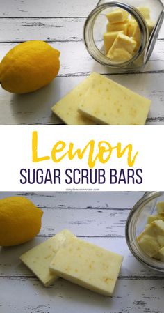 lemon sugar scrub bars are cut in half and placed on top of each other