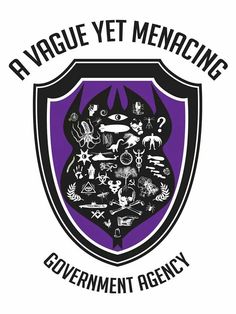 a purple and black shield with the words government agency on it