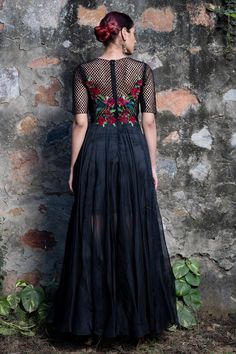 Black gown with floral embroidered motifs on bodice and cutwork detailing.
Components:1
Pattern:Embroidered
Type of Work:Floral motifs
Neckline:Round
Sleeve Length:Short
Fabric:Silk linen,organza
Color:Black
Other Details:
Pleated gown
Closure: Back zipper
Occasion:Party - Aza Fashions Floral Embroidered Gown, Pleated Gown, Embroidered Motifs, Gown For Women, Silk Linen, Gowns Online, Black Gown, Fashion App, Fabric Silk