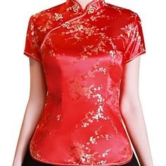 Nwt Red Floral Cheongsam Shirt Size M - Chest 33.86",Waist 29.13",Length 22.83" Hot Item!!!! Red Floral Cheongsam Shirt Is A Female Shirt With Distinctive Chinese Features And Enjoys A Growing Popularity In The International World Of High Fashion. Super Cute And Comfortable Top For Cultural Events, Chinese New Year, Or Just A Regular Day That You Want To Be A Cute Asian Lady Can Be Mix And Match With Mini Skirt, Long Skirt, Long Pleated Skirt, Pants, Jeans New With Tag - Never Been Worn - Just S Carhartt Hoodie Woman, Cheongsam Shirt, Aztec Clothing, Chinese Blouse, Red Qipao, Long Pleated Skirt, Female Shirt, White Sheer Top, Peasant Shirt