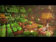 an image of a minecraft garden with lots of plants and flowers on it's walls