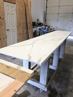 an unfinished table in the process of being built