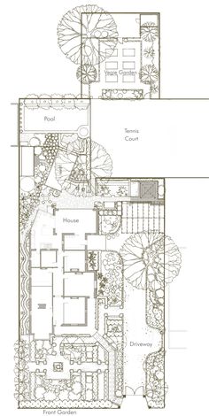 an architectural drawing shows the plan for a house with two levels, and three floors