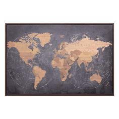 an old world map is hanging on the wall in front of a blackboard background