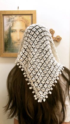 Church Veil Catholic, Crochet Veil, Mass Outfit, Christian Veiling, Christian Veils, Catholic Veil, Chapel Veil, Crochet Frog, Lace Veil