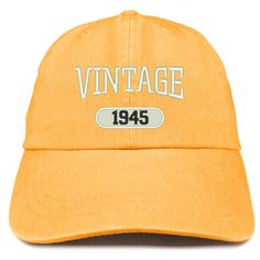 Stitchfy Vintage 1945 Embroidered Pigment Dyed Washed Baseball Cap 100% Washed Cotton High Quality Cap, EMBROIDERED in the USA Low Profile, Unstructured Cap 6 Panels with 6 Embroidered Ventilation Eyelets Self-fabric Adjustable Strapback One Size Fits Most Shipping - Shipment leaves warehouse in 1 Business Day. - Free Shipping to Domestic Destinations (US). Returns/Exchanges - Items must be returned within 30 days of purchase for refund or exchange to different item, or penalties might occur. - 71 Birthday, 81st Birthday, Wash Baseball Cap, Cap Collection, Women's Hats, Womens Baseball Cap, Baseball Caps, Best Mom, Hat Designs