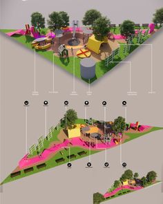 a diagram showing the various parts of an outdoor play area