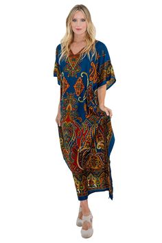 PRICES MAY VARY. Stylish Beach Kaftan Coverups: Our teal kaftan dresses for women are perfect for sun protection at the beach or poolside lounging, offering a chic and trendy look. Versatile Kaftan Maxi Dresses: Ideal for a range of occasions, from evening wear to summer office attire, long holiday dresses, these kaftans with elbow-length Batwing sleeves add a touch of elegance to your wardrobe. Size Inclusivity: Offering a wide range of sizes from S to 3XL, our plus size kaftans ensure a comfor Paisley Print Short Sleeve Maxi Dress For Beach, Short Sleeve Paisley Print Maxi Dress For Beach, Short Sleeve Paisley Maxi Dress For Beach, Paisley Print Short Sleeve Beach Dress, Beach Dresses With Paisley Print And Short Sleeves, Summer Paisley Print Kaftan For Vacation, Summer Paisley Print Kaftan, Summer Vacation Paisley Print Kaftan, Bohemian Paisley Print Kaftan For Vacation