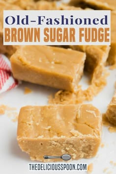 old - fashioned brown sugar fudge on a white plate