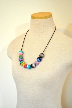 "These necklaces are very versatile and go with everything.  They are something that I made for myself.  I have used them to accessorize the garments that I sell.  I have sold them at a few of my shows and have had requests on Etsy for them.    So here you are.. by special request.. Beaded Necklaces! This necklace is made with 20mm wooden beads that are painted and varnished.  The beads are strung on a wax leather cord with a lobster claw clasp and jump rings with extension for added length. The Colorful Adjustable Beaded Necklaces With Large Beads, Adjustable Multicolor Necklace 16 Inch Length, Colorful Adjustable Necklaces With Round Beads, Adjustable Heart Beads Necklace For Everyday, Adjustable Multicolor Beaded Necklaces For Everyday, Multicolor Round Beads Necklace 16 Inch Length, Adjustable Large Beads Necklace For Everyday, Multicolor Large Beads Jewelry For Everyday, Adjustable Multicolor Everyday Necklaces